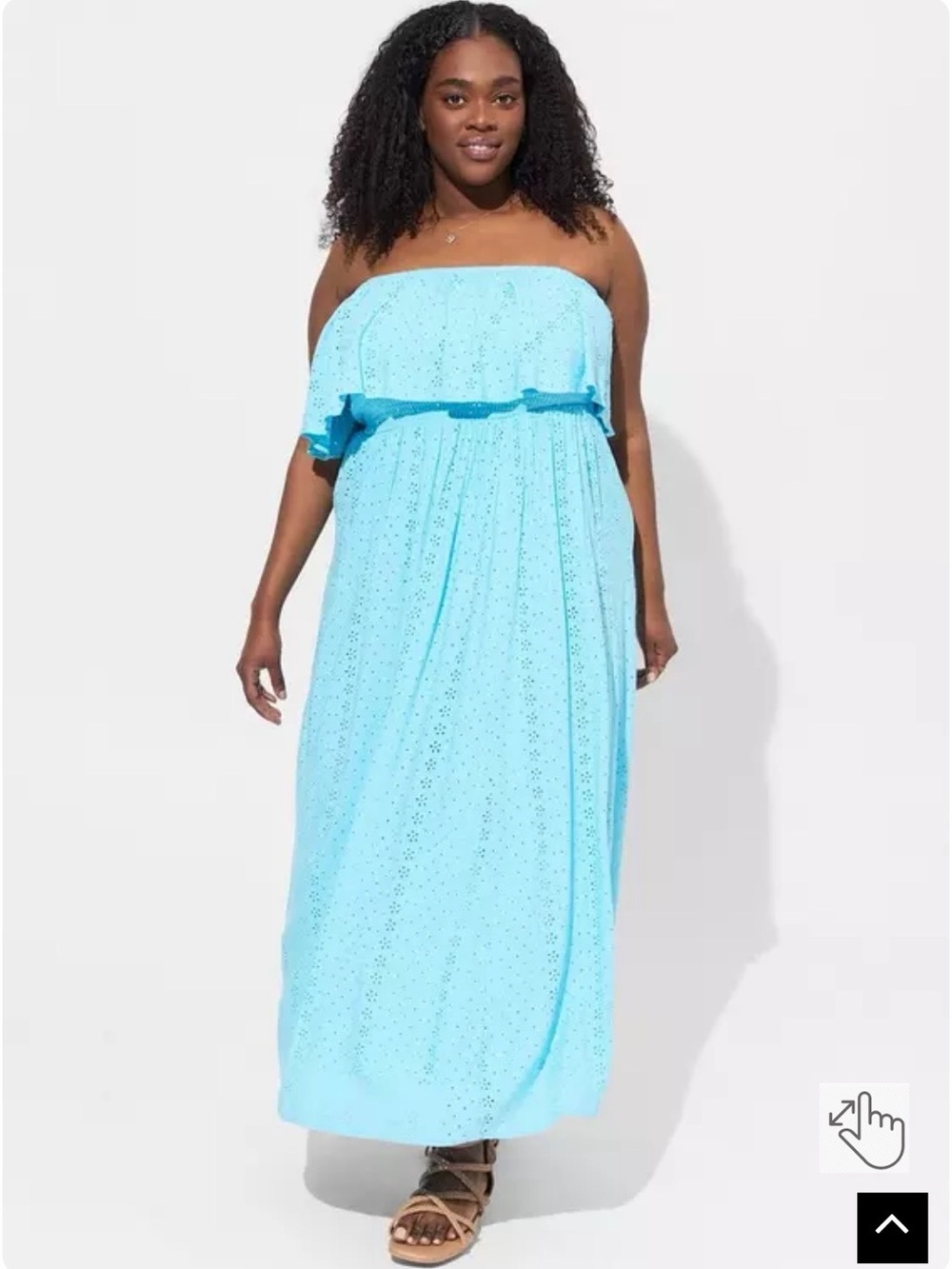Torrid Maxi Eyelet Strapless Smocked Bodice Dress
